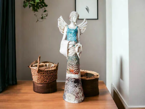 Figurka anioła Frances - turkus brąz -  30 x 14 cm figurka dekoracyjna