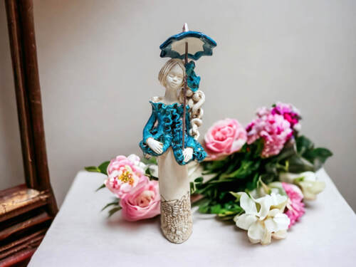 Figurka anioła 1221 - turkus -  32 x 10 cm figurka dekoracyjna