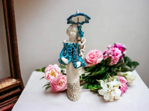 Figurka anioła 1221 - turkus -  32 x 10 cm figurka dekoracyjna