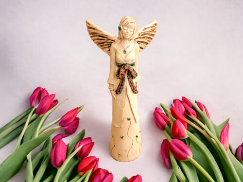 Figurka anioła Lily - ecru -  35 x 15 cm figurka dekoracyjna