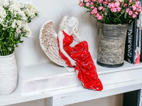 Figurka anioła od Św. Rity - czerwona -  47 x 25 cm figurka dekoracyjna