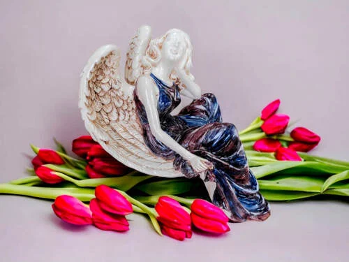 Figurka anioła od Św. Rity - granat brąz -  47 x 25 cm figurka dekoracyjna