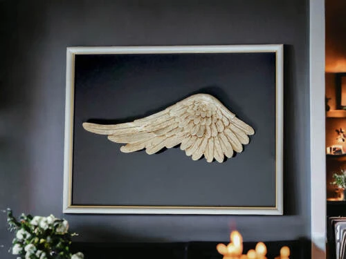Skrzydło Anioła Lewe + ramka - ciemna - wiszące -  30 x 40 cm figurka dekoracyjna