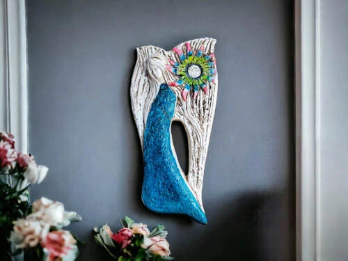 Figurka anioła Xenylla - turkus -  figurka dekoracyjna 31 x 16 cm
