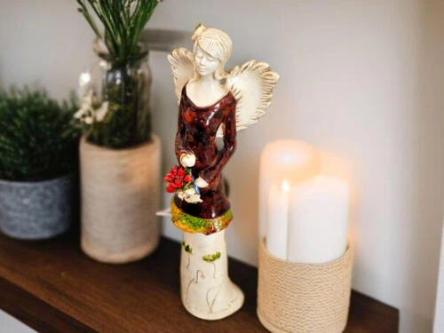 Figurka anioła Mia - brązowa -  40 x 16 cm figurka dekoracyjna