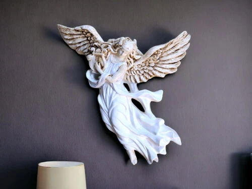 Figurka Anioł z Harfą - biała -  25 x 33 cm figurka dekoracyjna