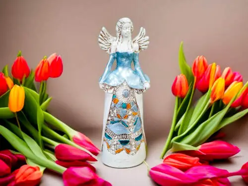 Figurka anioła Anna - Miętowy -  35 x 15 cm figurka dekoracyjna