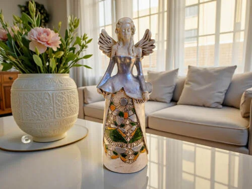 Figurka anioła Anna - Srebrna -  35 x 15 cm figurka dekoracyjna