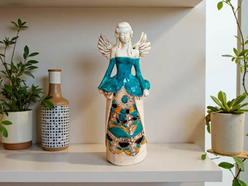 Figurka anioła Anna - turkus -  35 x 15 cm figurka dekoracyjna