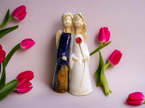 Figurka anioła Apple - granat turkus -  18 x 10 cm figurka dekoracyjna