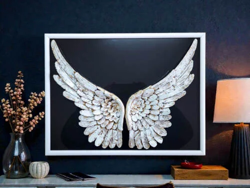 Skrzydła Anioła + ramka - ciemna - wiszące -  30 x 40 cm figurka dekoracyjna