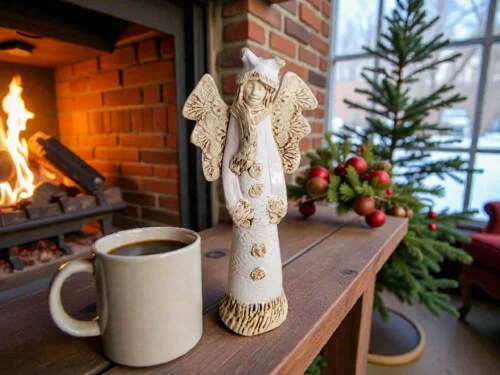 Figurka anioła Bieszczadzkiego - biała -  30 x 14 cm figurka dekoracyjna