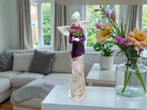 Figurka anioła Catherine - fiolet -  35 x 15 cm figurka dekoracyjna