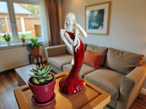 Figurka anioła 774 - Jasny brąz -  35 x 15 cm figurka dekoracyjna