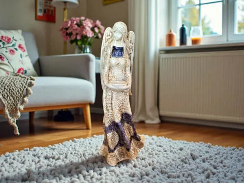 Figurka anioła Genesis - stojąca szara -  57 x 22 cm figurka dekoracyjna