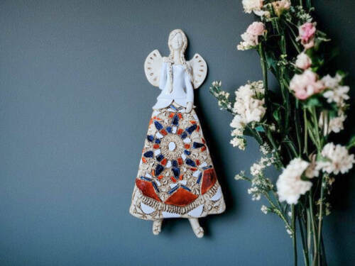 Figurka anioła Heather - biały granat pomarańcz
 -  35 x 15 cm figurka dekoracyjna