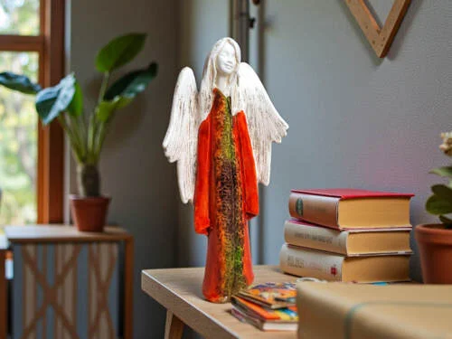 Figurka anioła Julia Art - pomarańcz -  27 x 14 cm figurka dekoracyjna