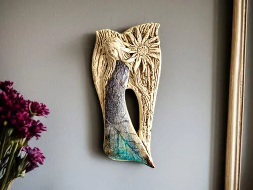 Figurka anioła Xenylla Art - szara -  31 x 16 cm figurka dekoracyjna