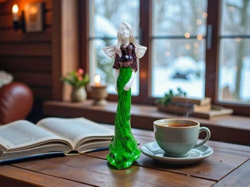 Figurka anioła Margaret - zielony -  32 cm figurka dekoracyjna