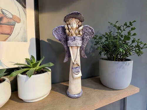 Figurka anioła 1240 - szara -  30 x 14 cm figurka dekoracyjna