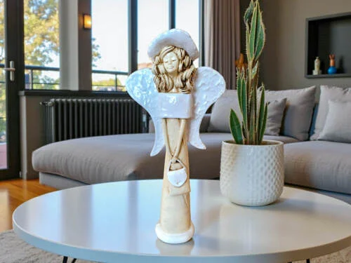 Figurka anioła Coco - biała -  30 x 14 cm figurka dekoracyjna