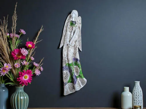 Figurka anioła Genesis - wisząca zielona szara -  55 x 20 cm figurka dekoracyjna