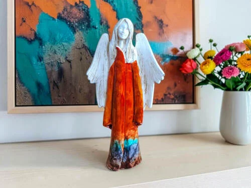Figurka anioła Julia Art - pomarańcz - 27 x 14 cm figurka dekoracyjna