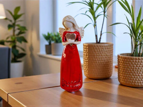 Aniołek z sercem - czerwony -  15 x 7.5 cm figurka dekoracyjna