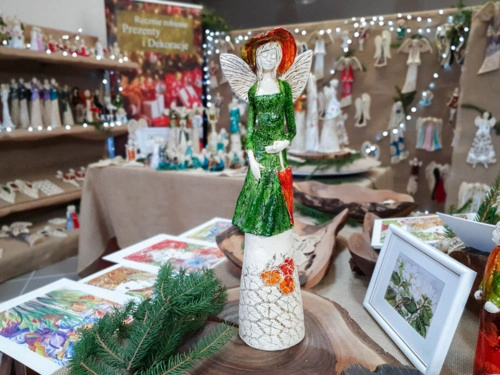 Figurka anioła Olivia - zielona -  32 x 15 cm figurka dekoracyjna