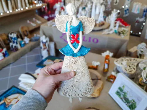 Figurka anioła 794 - turkusowy -  30 x 14 cm figurka dekoracyjna