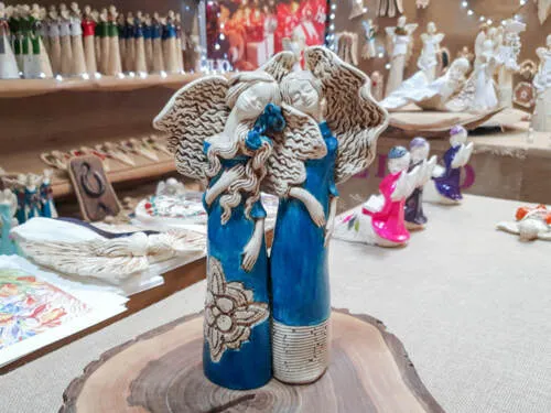 Figurka anioła Nora & Ellie - turkus całe -  27 x 14 cm figurka dekoracyjna