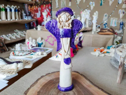 Figurka anioła Coco - fiolet -  30 x 14 cm figurka dekoracyjna