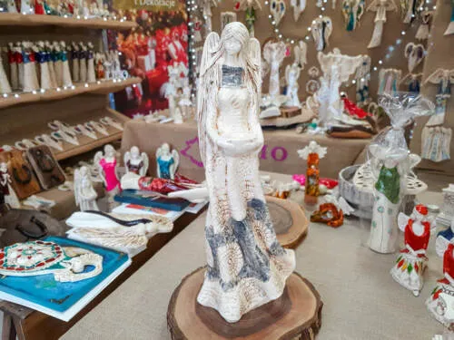 Figurka anioła Genesis - stojąca szara -  57 x 22 cm figurka dekoracyjna