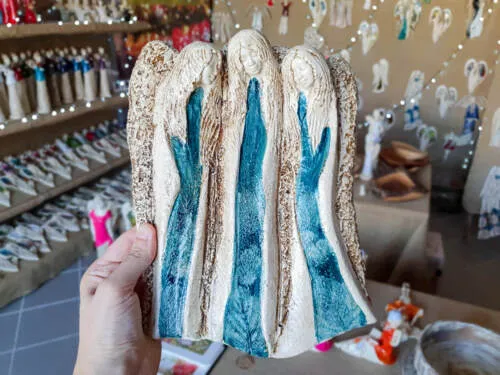 Figurka aniołów Wiara Nadzieja Miłość - Art Leaf turkus -  28 x 20 cm figurka dekoracyjna