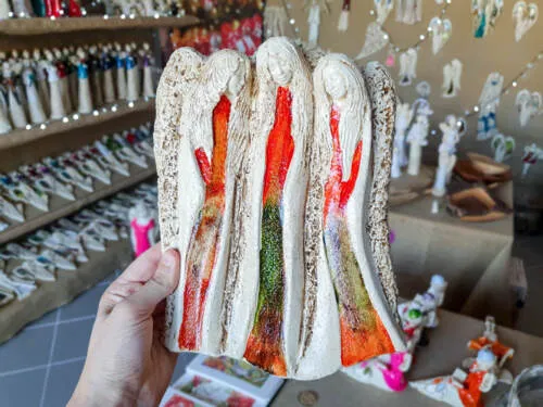 Figurka aniołów Wiara Nadzieja Miłość - pomarańcz -  28 x 20 cm figurka dekoracyjna