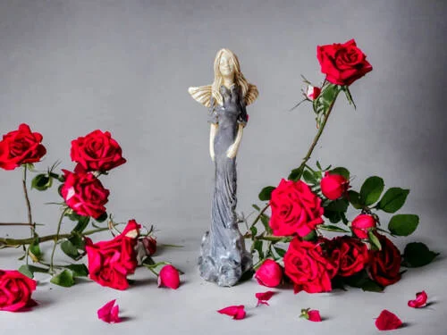 Figurka anioła Margaret - szary -  32 cm figurka dekoracyjna