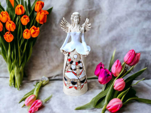 Figurka anioła Anna - biały -  35 x 15 cm figurka dekoracyjna