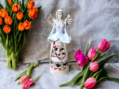 Figurka anioła Anna - biały -  35 x 15 cm figurka dekoracyjna