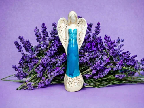 Figurka anioła Emily - turkus -  22 x 9 cm figurka dekoracyjna