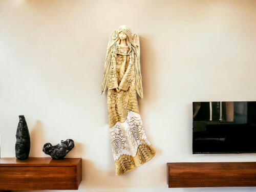 Figurka Genesis - biała - duży anioł na ścianę -  55 x 20 cm figurka dekoracyjna
