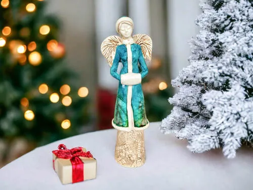 Figurka Gia Leaf - turkus -  30 x 14 cm figurka dekoracyjna