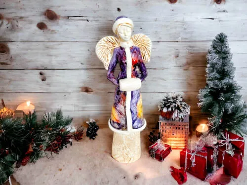 Figurka Gia Leaf - szary granat -  30 x 14 cm figurka dekoracyjna