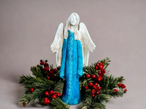 Figurka anioła Julia - turkus -  27 x 14 cm figurka dekoracyjna