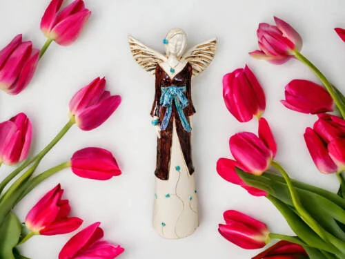 Figurka anioła Liliy - brąz -  35 x 15 cm figurka dekoracyjna