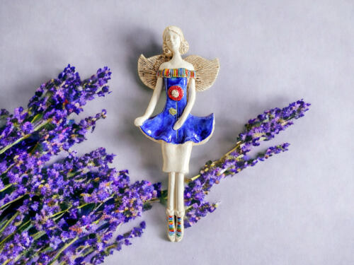Figurka anioła Theresa - niebieski -  30 x 14 cm figurka dekoracyjna