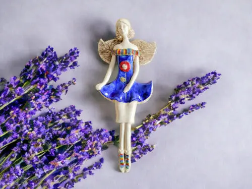 Figurka anioła Theresa - niebieski -  30 x 14 cm figurka dekoracyjna