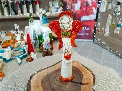 Figurka anioła Coco Art Leaf - ruda -  30 x 14 cm figurka dekoracyjna