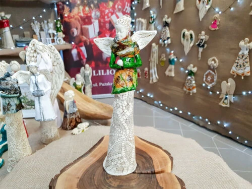 Figurka anioła Catherine Art Leaf - zielony -  35 x 15 cm figurka dekoracyjna