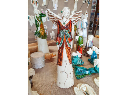 Figurka anioła Lily Leaf - niebieska -  35 x 15 cm figurka dekoracyjna