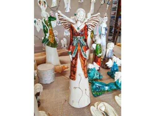 Figurka anioła Lily Leaf - niebieska -  35 x 15 cm figurka dekoracyjna